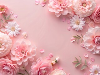 Pink floral arrangement with delicate paper flowers.