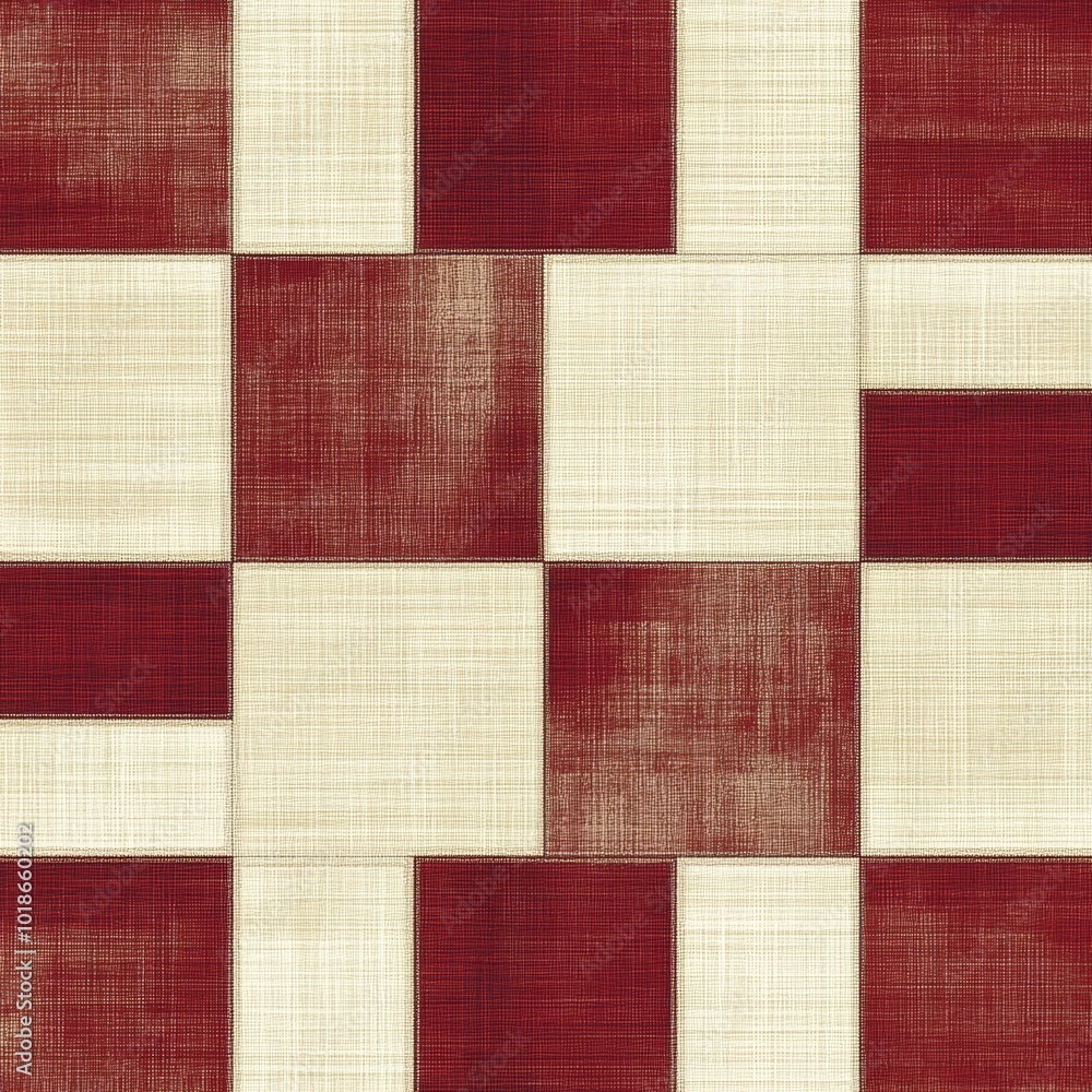 Aufkleber textured red and cream patchwork pattern creating a warm, inviting atmosphere.