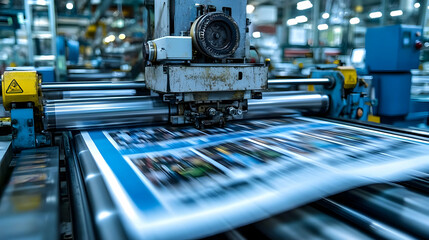High-Speed Printing Press Creates Blurred Motion on Paper