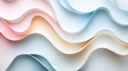 Abstract Wavy Pattern in Pastel Pink, Peach, and Blue Tones