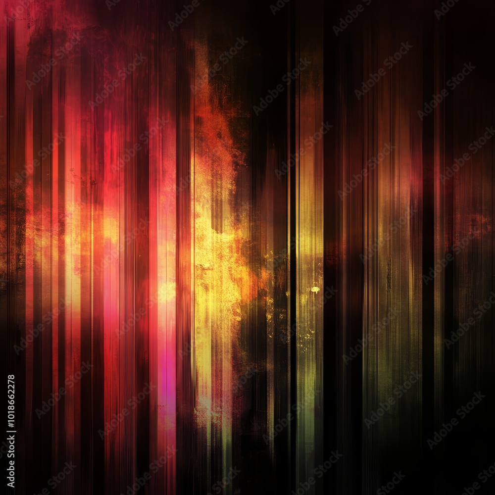 Aufkleber vibrant abstract art featuring dynamic vertical lines and a rich color palette.