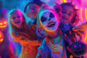 Fototapeta premium Unique gathering of luminous beings celebrating joy at a vibrant festival