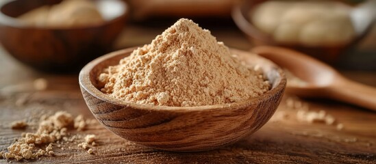 Yeast Extract Powder, a byproduct of brewing with concentrated yeast, widely utilized in the food industry as an additive.  , free space text, copy space, copy space for text,