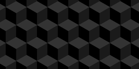 Minimal Vector geometric cube hexagon surface texture design. dark black block cubic mete glossy thin smooth structure isometric grid banner wallpaper.	
