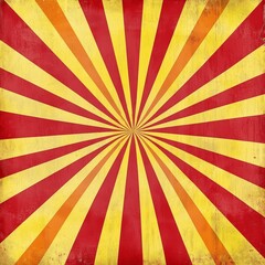 Obraz premium Bold red and yellow radial background with vintage texture.