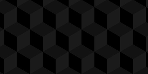 Minimal Vector geometric cube hexagon surface texture design. dark black block cubic mete glossy thin smooth structure isometric grid banner wallpaper.