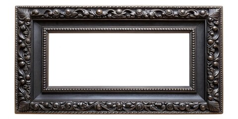 Black carved wooden frame on isolated background