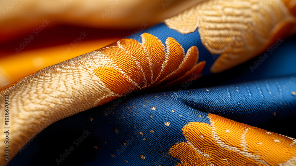 Poster silk fabric with abstract intricate pattern | luxurious textured material featuring unique and artis
