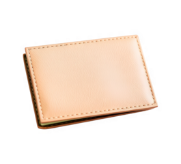 Light Tan Leather Wallet Isolated on Transparent Background - Perfect for Design Overlays and Digital Projects