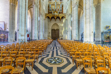 Amiens, FRANCE - APR 10: Notre-Dame of Amiens Cathedral interior on April 10, 2014 in Amiens,...