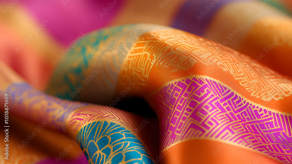Poster silk fabric with abstract intricate pattern | luxurious textured material featuring unique and artis