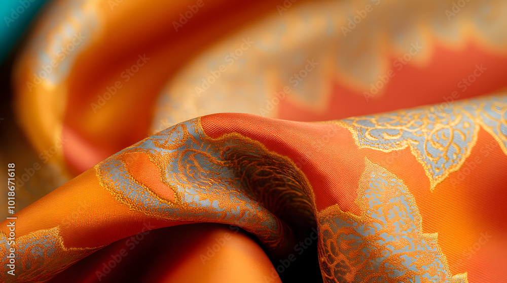 Poster silk fabric with abstract intricate pattern | luxurious textured material featuring unique and artis