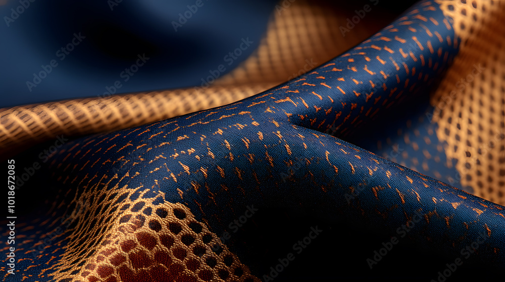 Poster silk fabric with abstract intricate pattern | luxurious textured material featuring unique and artis