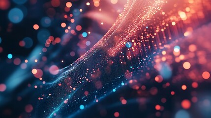 Fototapeta premium Whimsical abstract scenery filled with radiant glowing particles and textures