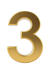 Naklejka premium Gold Number 3 on Transparent Background - Perfect for Birthday Invitations, Anniversaries, and Design Projects