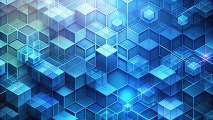 Obraz premium Blue geometric abstract background with intricate cubic patterns for design projects