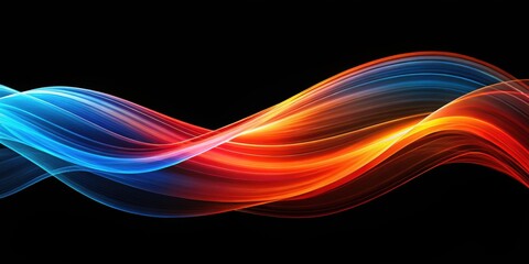 Obraz premium Abstract Waves of Red, Orange, and Blue on Black Background for Graphic Design Projects