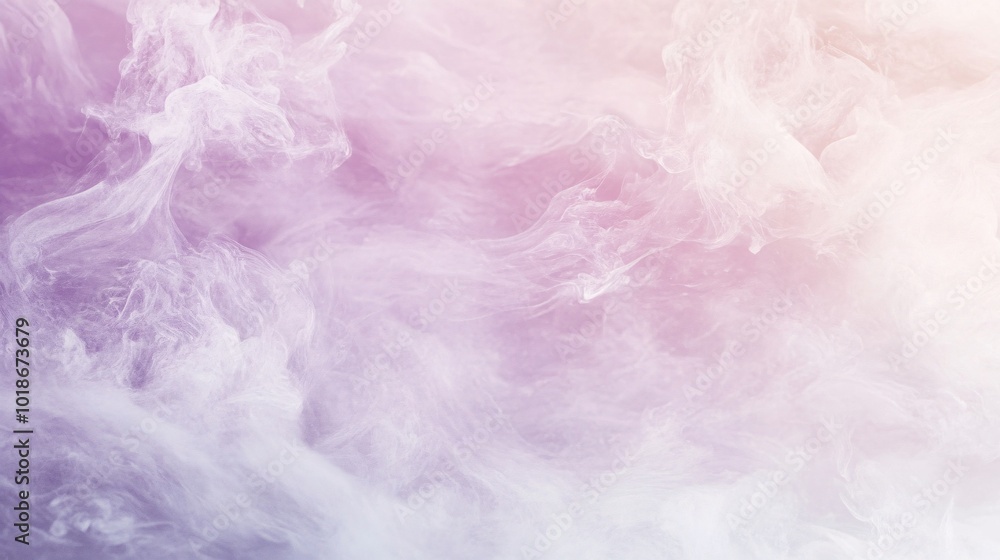 Poster A dreamy blend of soft lavender and cream colors, creating an ethereal abstract background with swirling textures and fluid dynamics.