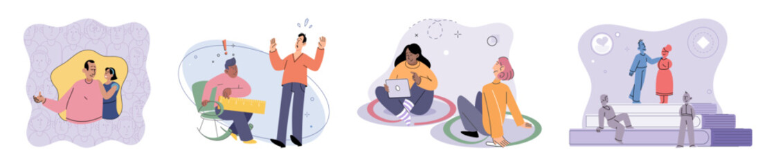 Antisocial vector illustration. Psychology investigates complex relationship between society and mental health Sadness and despair often accompany feelings stress and anxiety Living in stress inducing