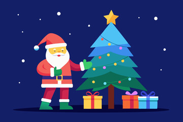 santa claus and christmas tree