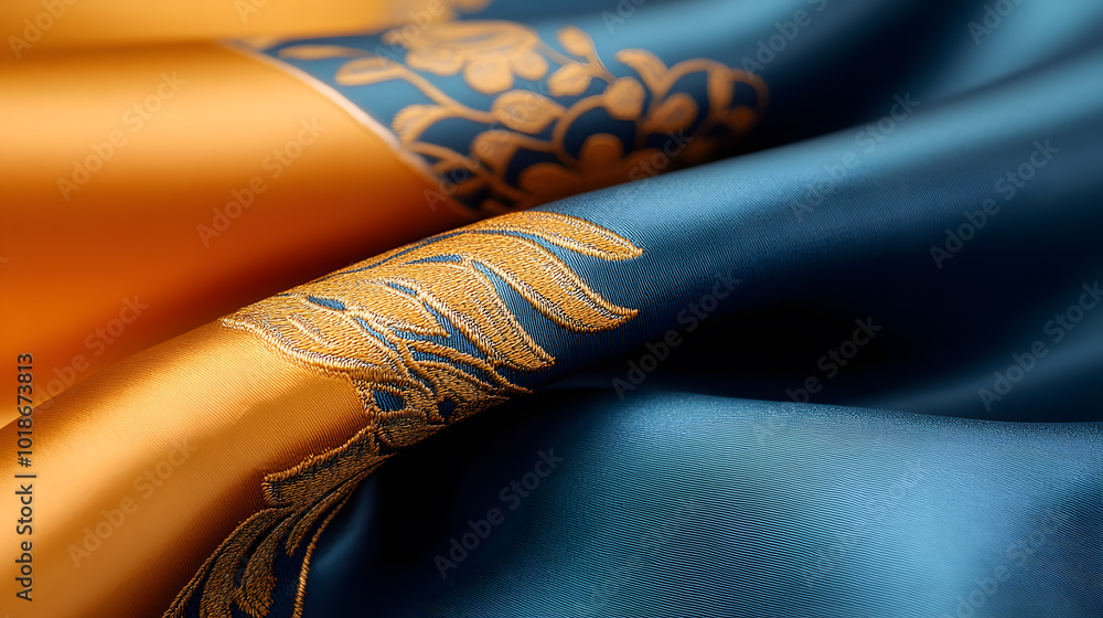 Poster silk fabric with abstract intricate pattern | luxurious textured material featuring unique and artis