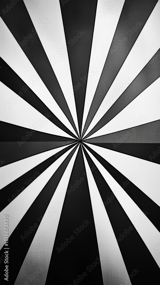 Poster abstract black and white geometric pattern with sharp contrasting stripes.