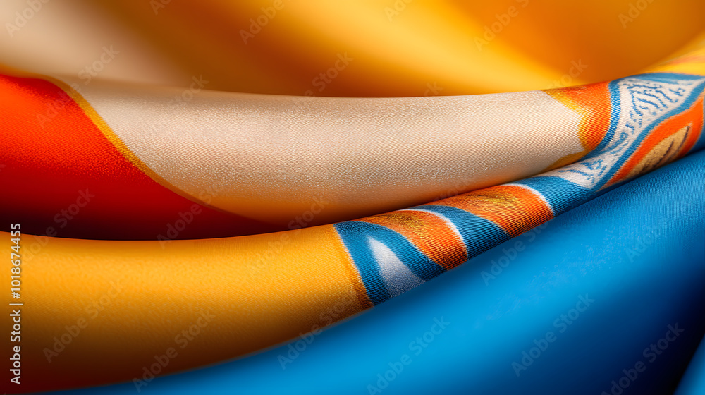 Poster silk fabric with abstract intricate pattern | luxurious textured material featuring unique and artis
