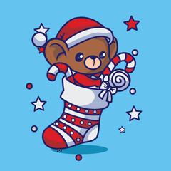 Cute christmas icon character with adorable socks vector