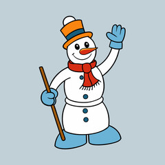 snowman with broom vector