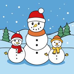 Fototapeta premium snowman on a blue background