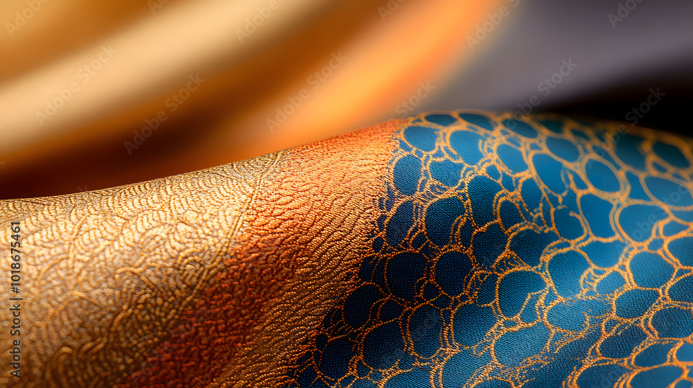 Aufkleber silk fabric with abstract intricate pattern | luxurious textured material featuring unique and artis