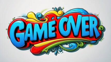 colorful "Game Over" logo with a cartoonish design.