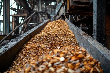 Wood Chips Conveying Through Industrial Machinery