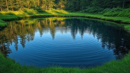 Serene Pond with Ripples