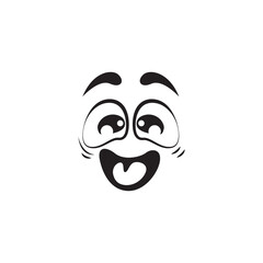 Happy Cartoon Eye In Vector .Black And White Surprised Eyes Expression