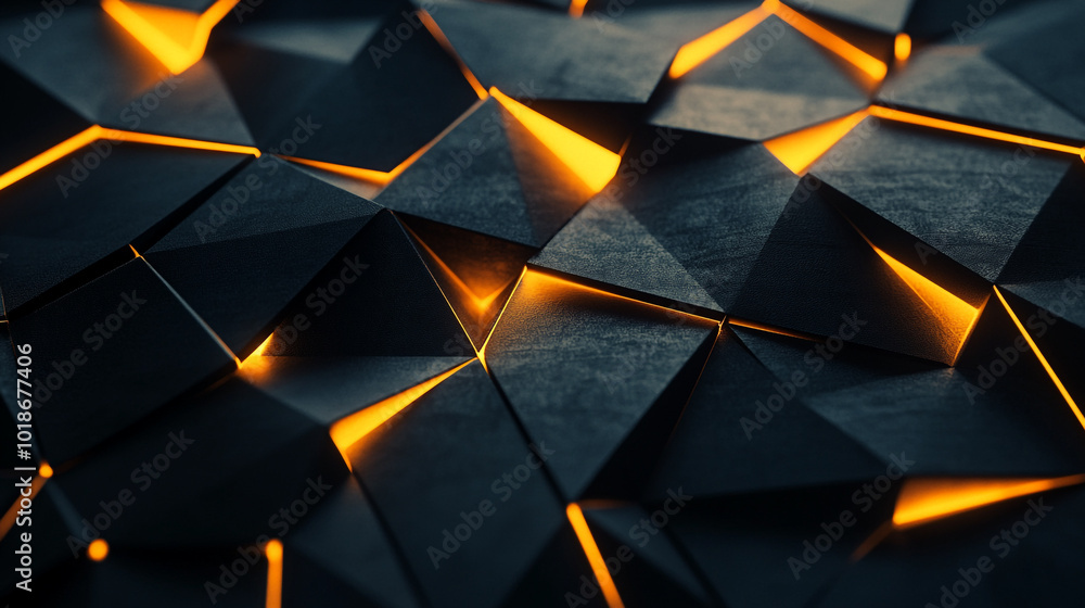 Aufkleber abstract geometric pattern with glowing edges in dark tones creating a modern aesthetic