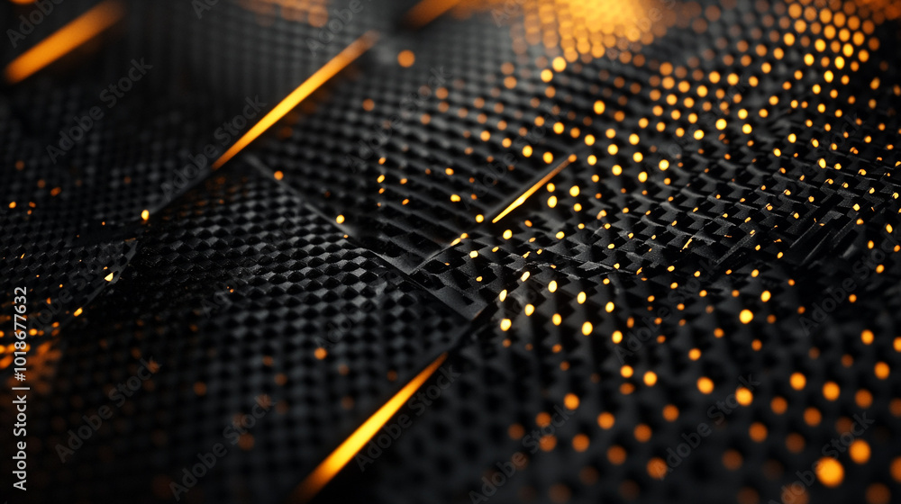 Poster intricate textured surface illuminated by warm lights in a modern abstract design
