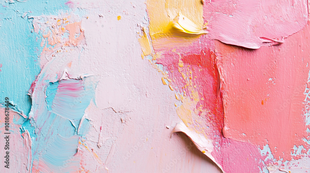 Poster colorful abstract texture created with thick paint layers on a canvas in a bright studio setting