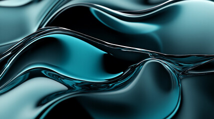 Flowing turquoise waves create a mesmerizing abstract pattern in soft lighting
