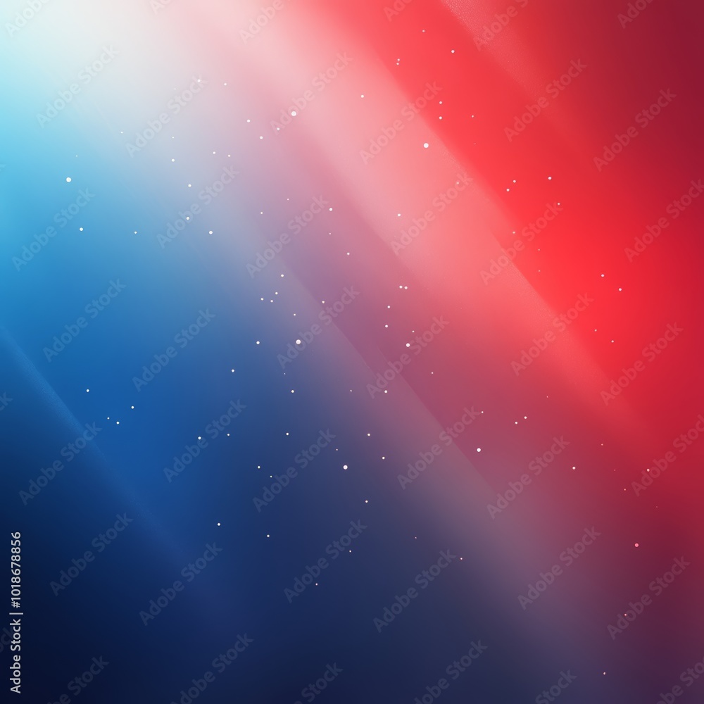 Poster abstract red and blue gradient background with subtle stars twinkling.