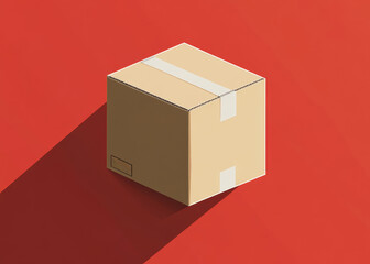Obraz premium a cargo cardboard box flat design style, minimalistic