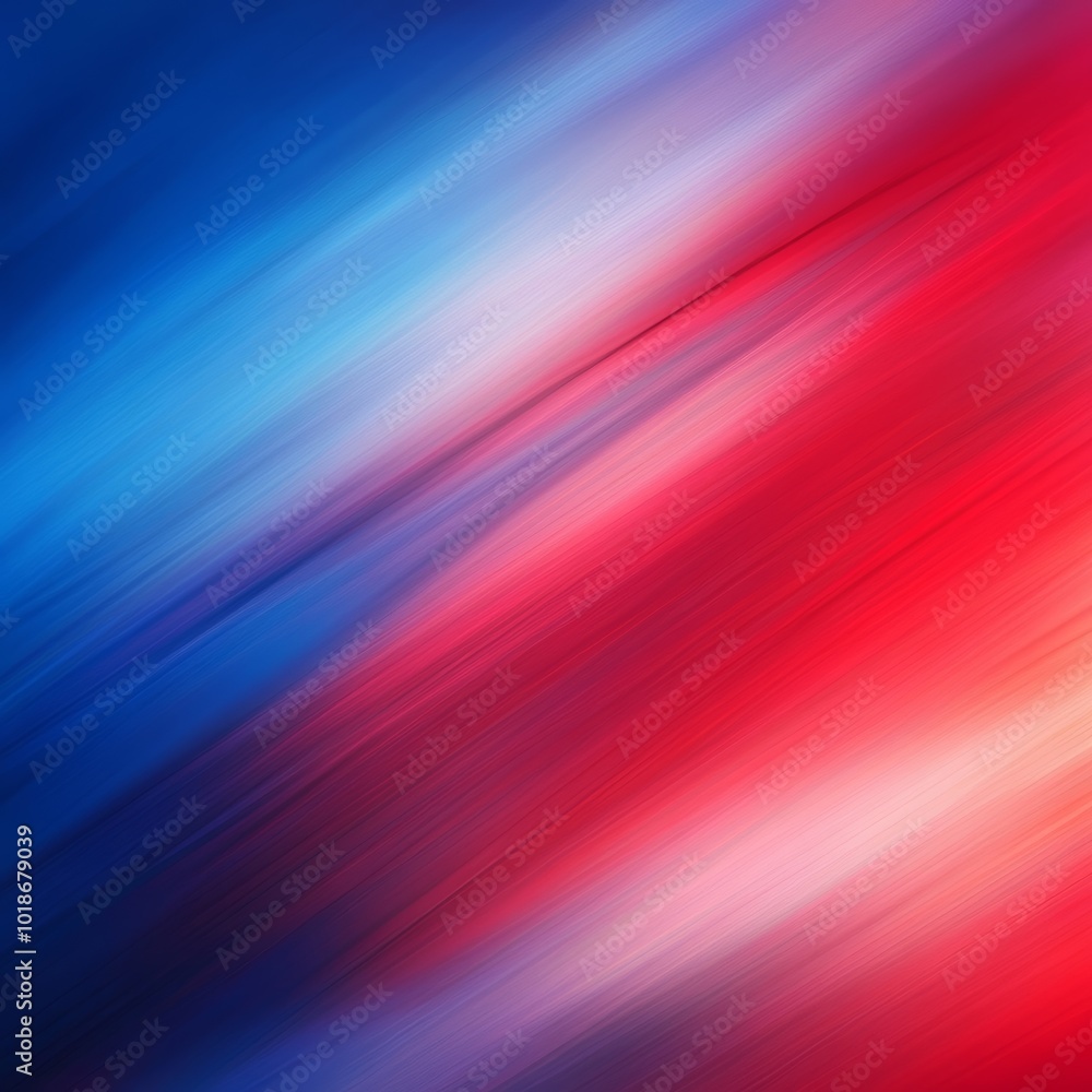 Poster dynamic abstract art with flowing shades of blue and red blending harmoniously.