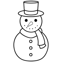 snowman in a hat line art