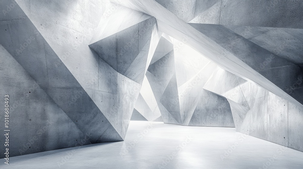 Poster abstract concrete architectural structure with geometric shapes