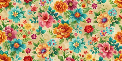 Floral Pattern with Textured Shadows in Vibrant Colors for Backgrounds, Cards, Designs, Invitations, Decor, Wallpapers, Scrapbooking, Prints, Textiles, Fashion