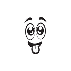 Happy Cartoon Eye In Vector .Black And White Surprised Eyes Expression