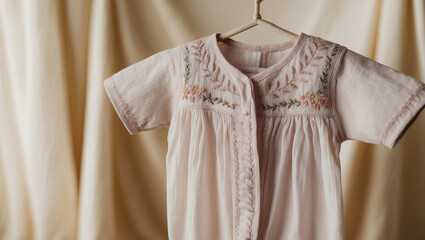 A close-up of an exquisite dress for a little girl.