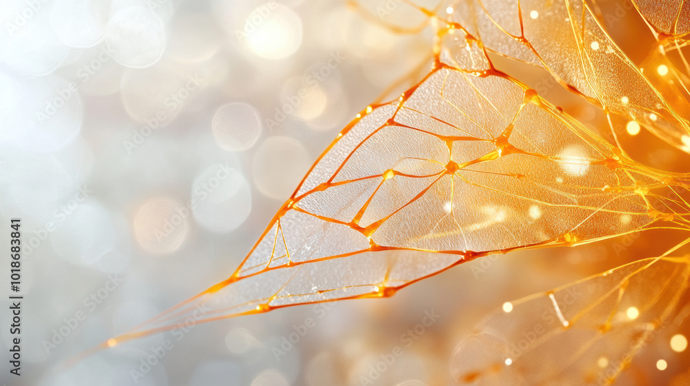 Poster stunning close up of insect wings showcases intricate patterns in orange hues, illuminated by soft b