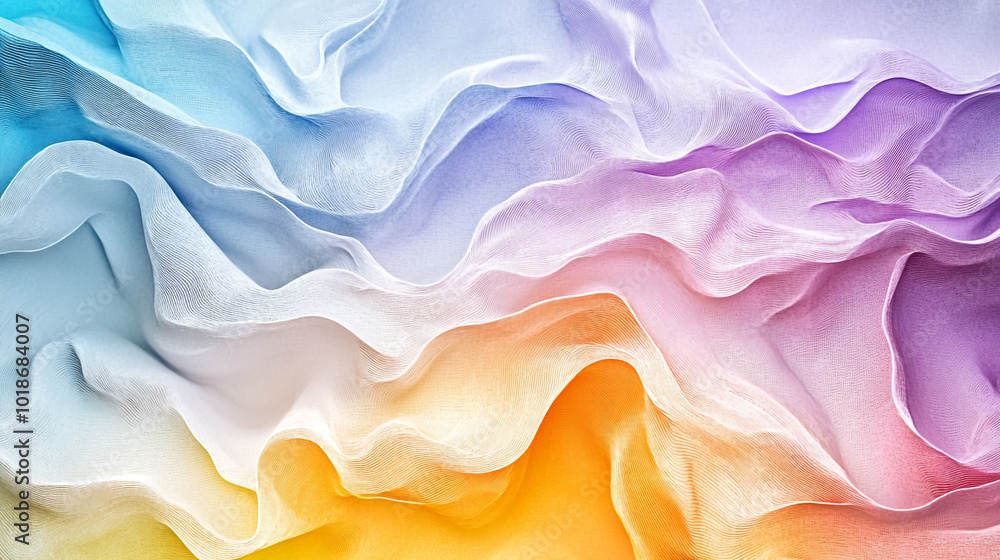 Poster colorful flowing fabric texture with soft waves and gradients in light and dark tones