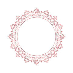 Damask Round Wreath rose gold circular round ornament floral Abstract pattern, Classic Victorian traditional style, illustration Vintage Design, Floral frames, Mandala, Antique, Moroccan frame